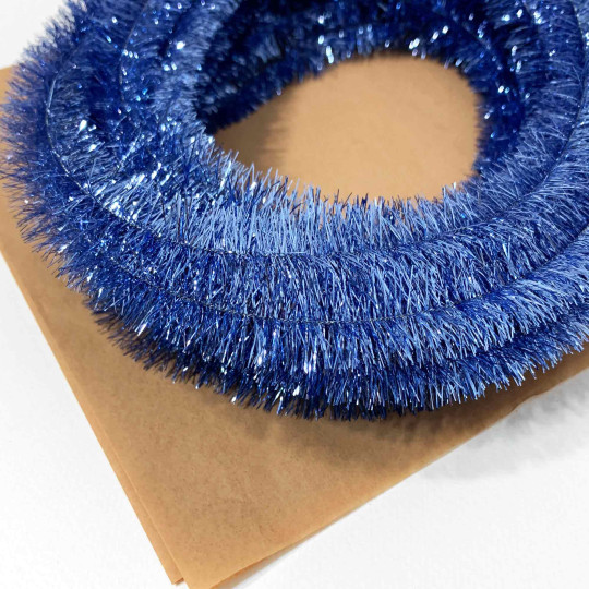 Ice Blue Metallic Wired Tinsel Trim or Garland ~ 7/8" wide ~ 10 meter length